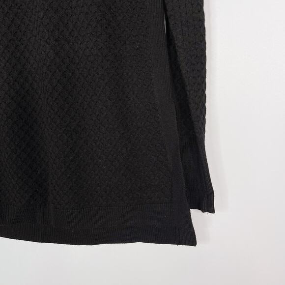 Athleta Small S Black Merino Wool Honeycomb Sweater Tunic Side Split Round Neck - Picture 4 of 12